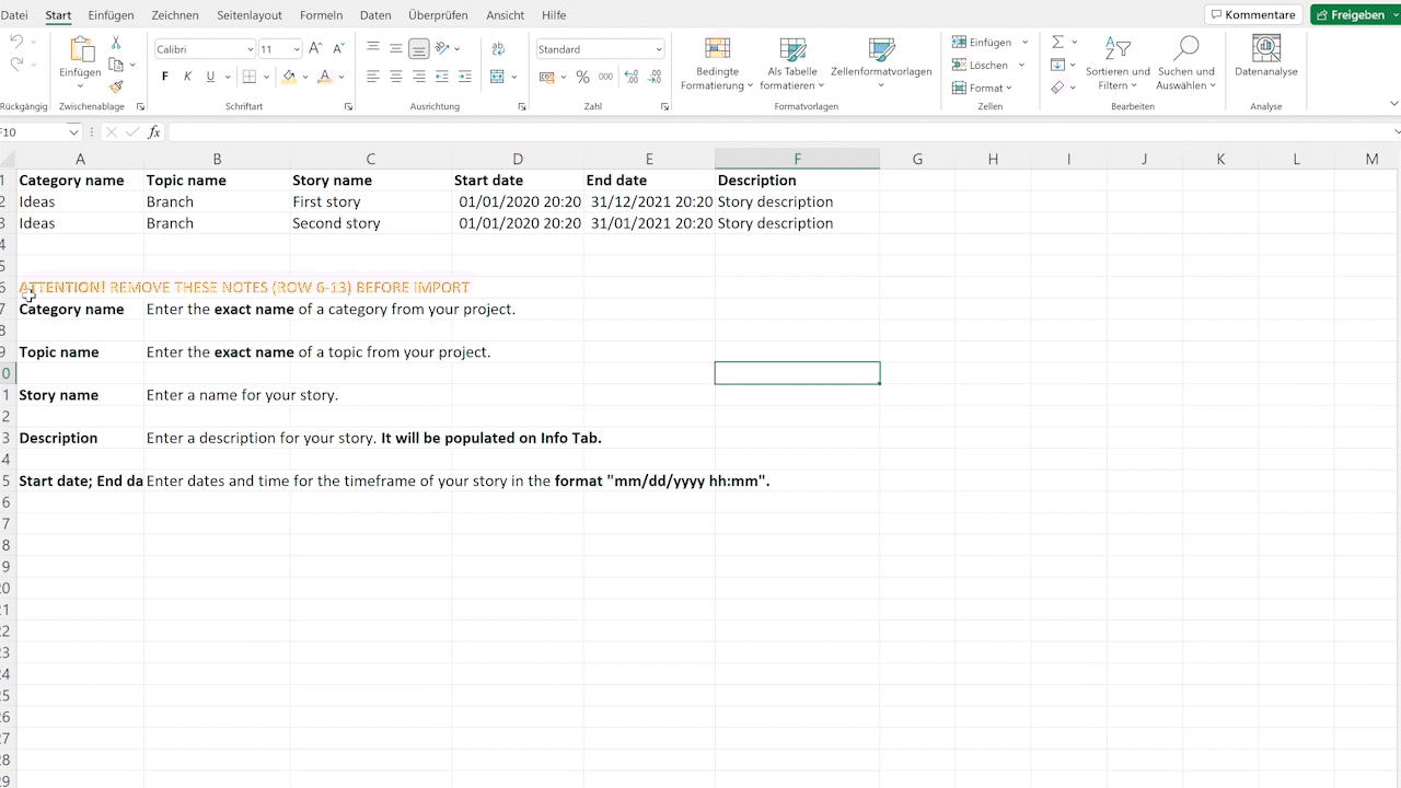 Fill out Excel sheet