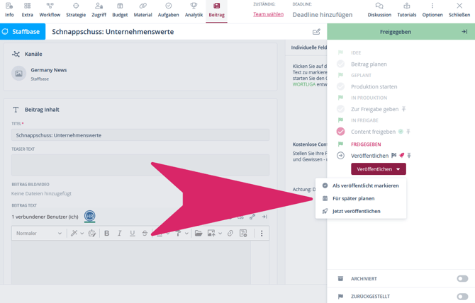 DE_03_Staffbase Beitragskarte Veröffentlichungsoptionen