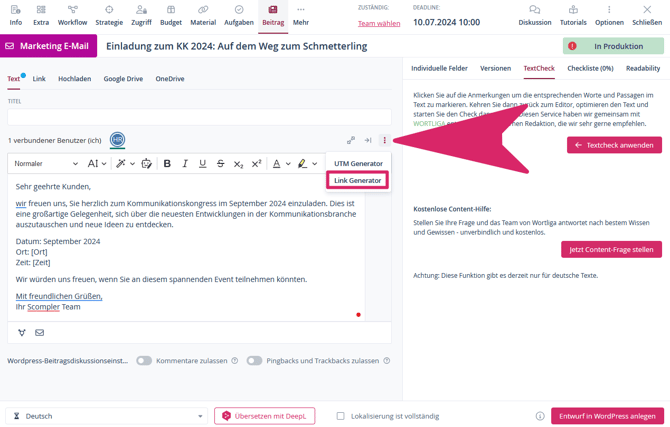 DE_01_URL-Verkürzer in Beitragskarte