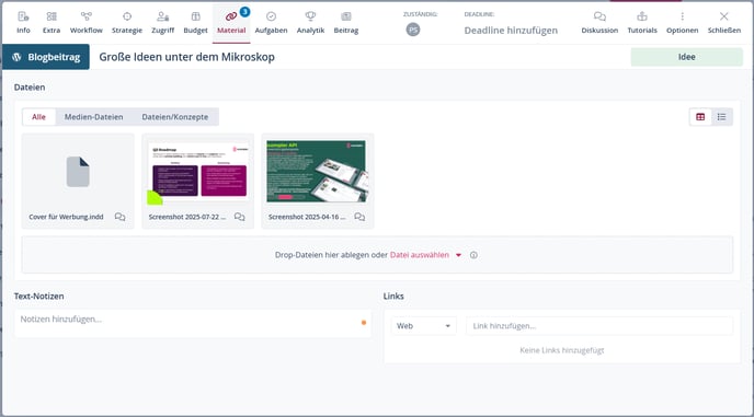 Materialreiter Übersicht