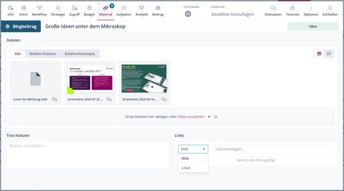 Materialreiter Links einfügen