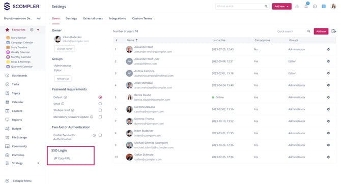 SSO_Projekteinstellungen_EN