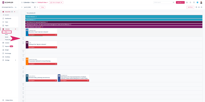 1_EN_Tagesansicht_links Tag umranden + Pfeil auf Kalender zeigend