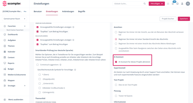Aktivierung AI Assistant DE