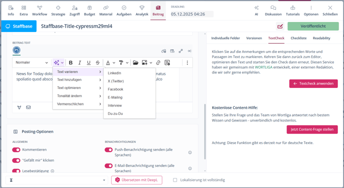 Der KI-Assistent im Texteditor.