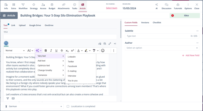 The AI Assistant in the text editor.