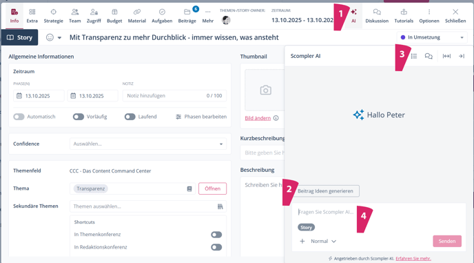 Scompler KI in einer Story-Karte