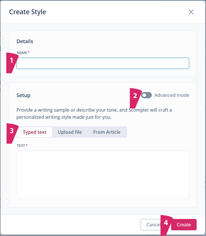 Create a custom writing style