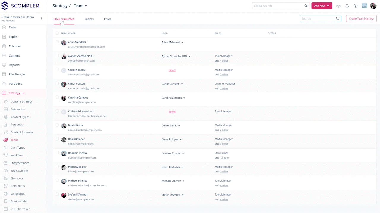 Manage user ressources