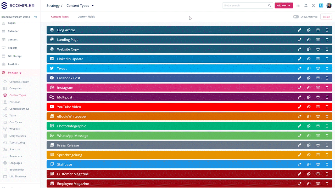Reorder Content types