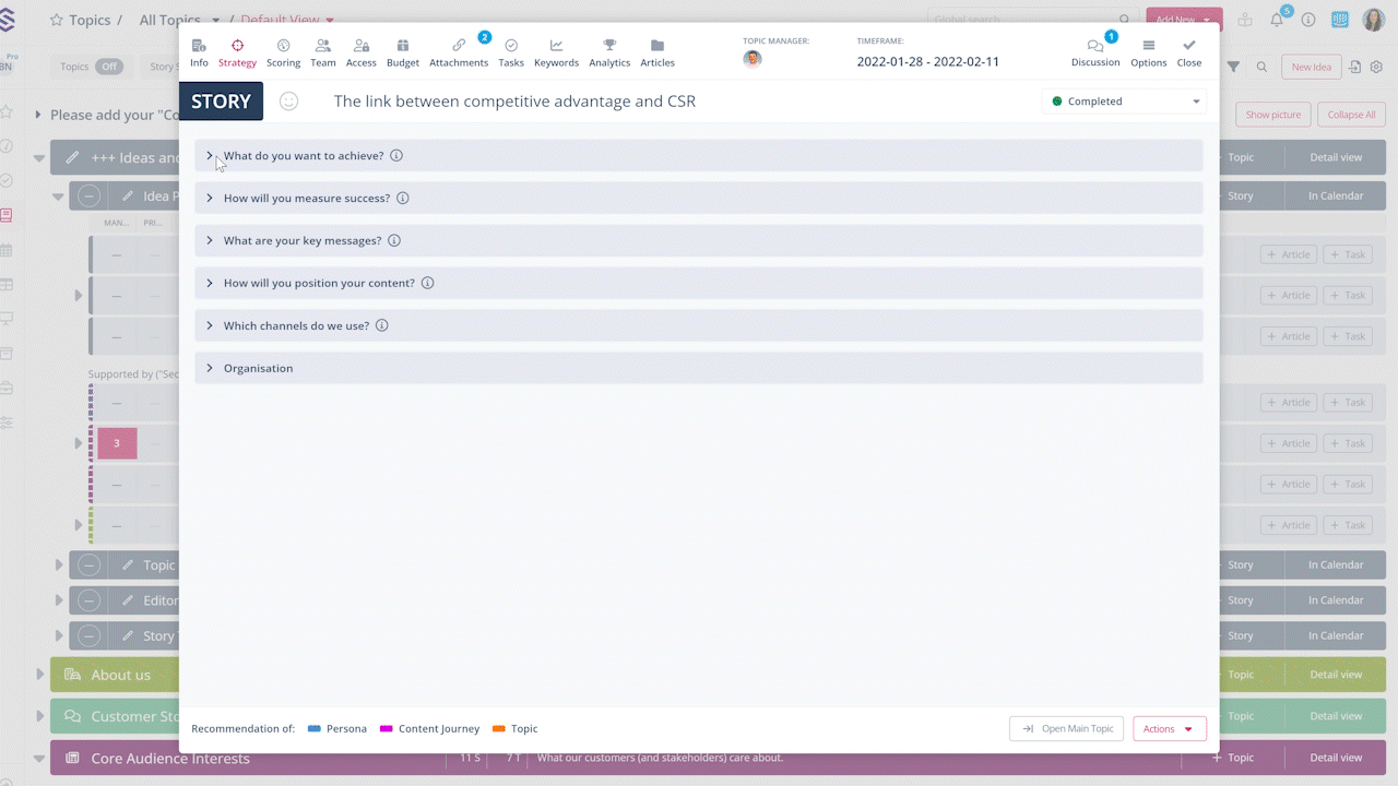 add strategic parameters from topic